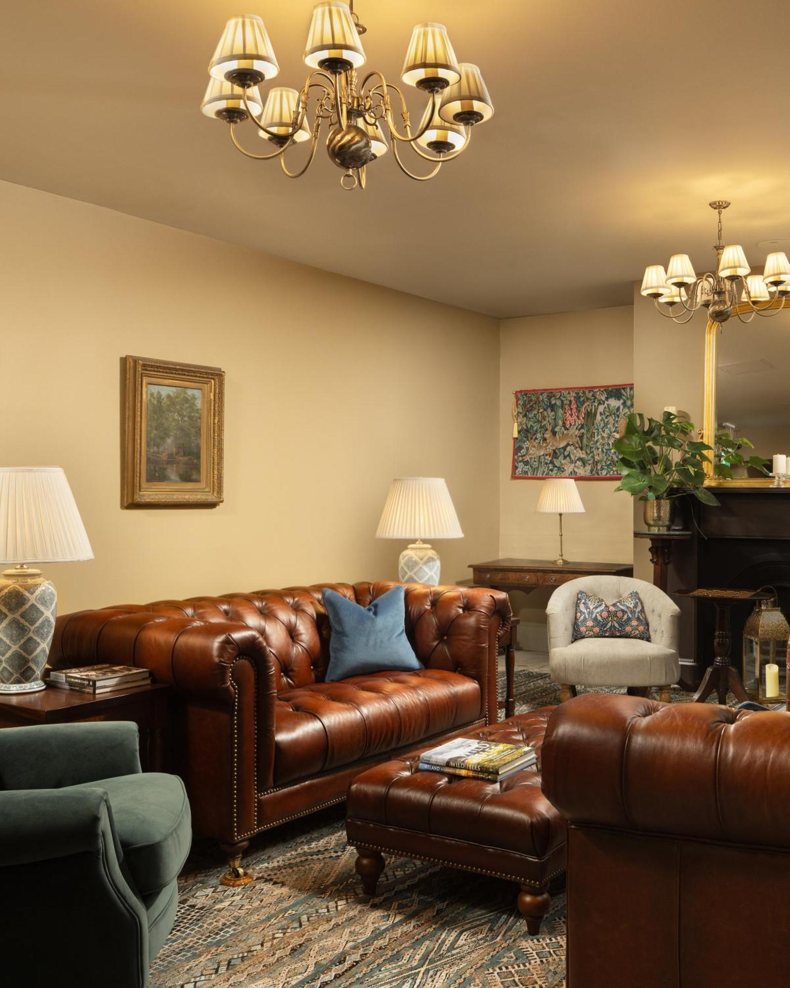 Carton House A Fairmont Managed Hotel Maynooth Exteriör bild A living room with a leather sofa